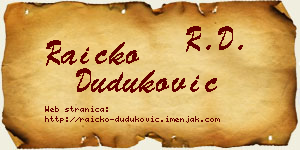 Raičko Duduković vizit kartica